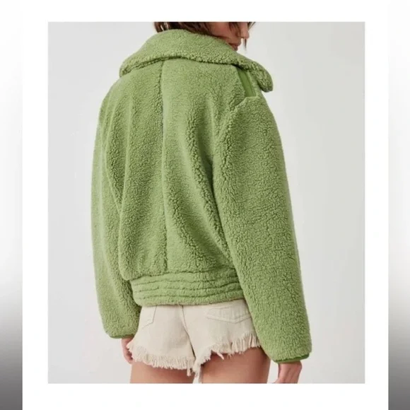 NWT Free People Oversized Green Jacket - Retail $198 - Super Soft & Warm - Picture 5 of 13